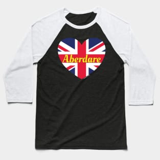 Aberdare Wales UK British Flag Heart Baseball T-Shirt